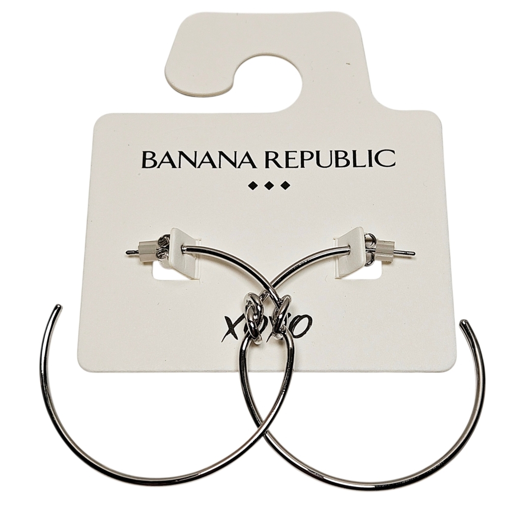 NWT Banana Republic Factory Store Tied Silver Tone Knot Hoop Fashion Earrings